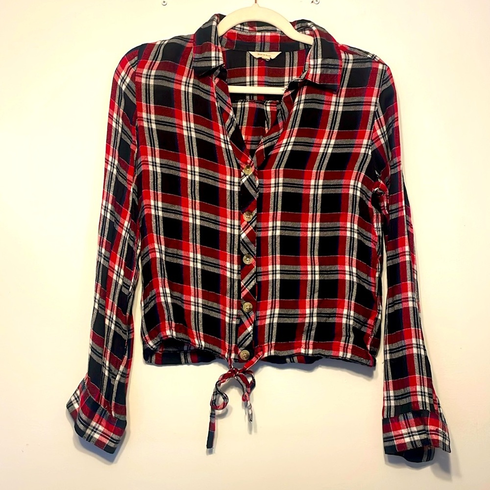 Sim and Sam plaid mid drift shirt.